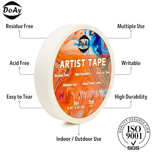 White Artist Tape 4 Pack: Watercolor, Acrylic, Gouache