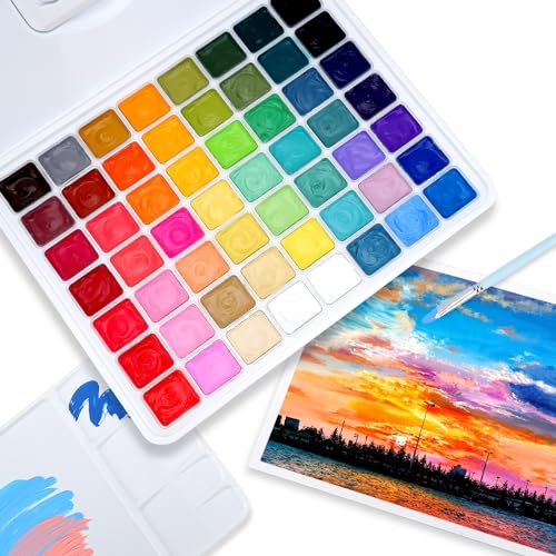 HIMI Gouache Paint Set, 56 Colors in Jelly Cups