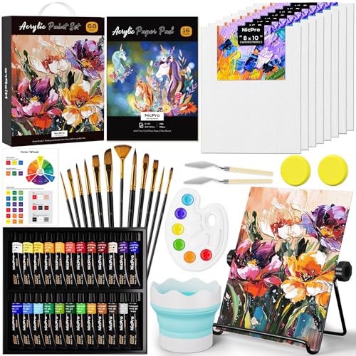 68PCS Acrylic Paint Canvas Set for Artists, Beginners