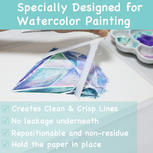 Professional Watercolor Tape - White Masking Tape - 1inch Width