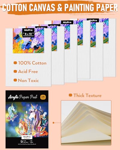 68PCS Acrylic Paint Canvas Set for Artists, Beginners