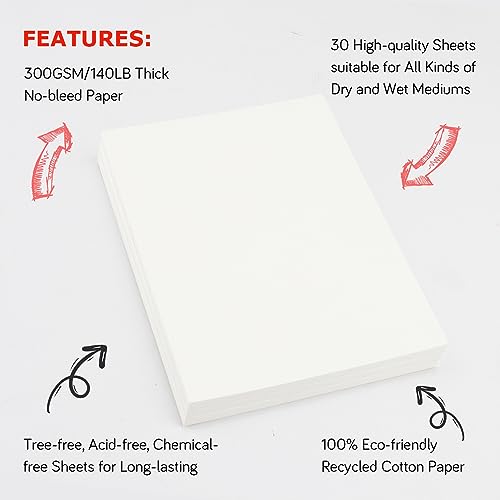 140lb Watercolor Paper Bulk 5x7 30 Sheets Art Supplies