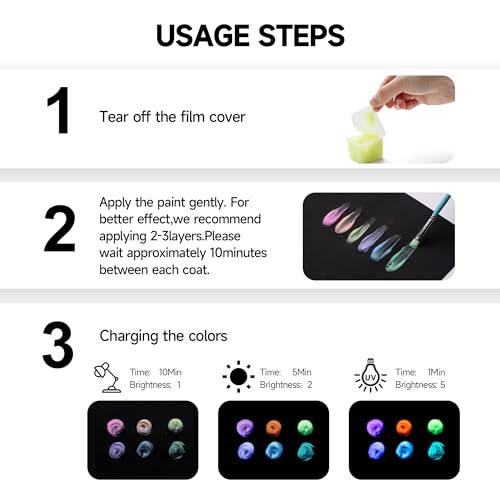 Professional Non-Toxic Glow in the Dark Gouache Paint Set