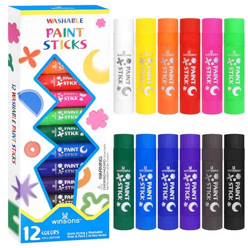 12 Vibrant Washable Tempera Paint Sticks for Kids
