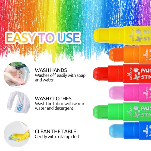 12 Vibrant Washable Tempera Paint Sticks for Kids