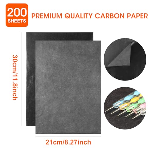 200 Sheets Carbon Transfer Paper with 5 Embossing Styluses