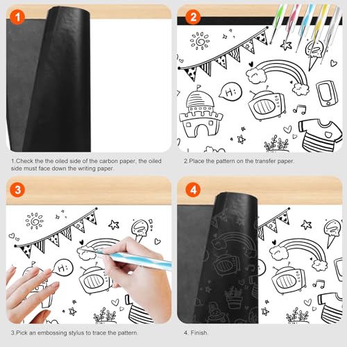 200 Sheets Carbon Transfer Paper with 5 Embossing Styluses