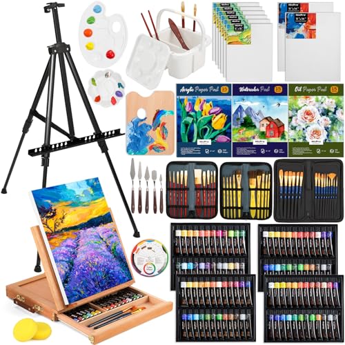 Nicpro 158PCS Deluxe Painting Kit with Easel & Paints