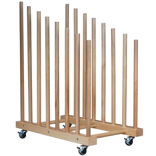 Wood Art Storage Rack with Caster Wheels