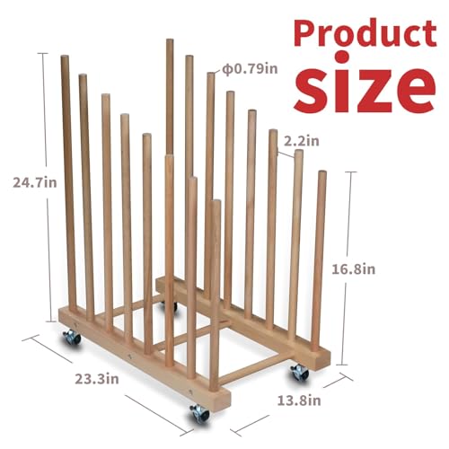 Wood Art Storage Rack with Caster Wheels