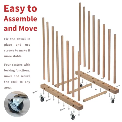 Wood Art Storage Rack with Caster Wheels
