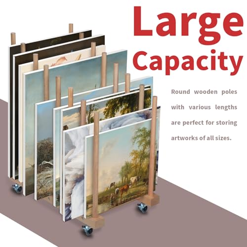 Wood Art Storage Rack with Caster Wheels
