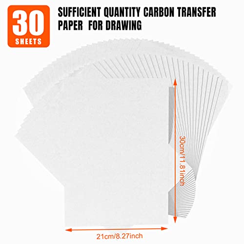 30PCS White Carbon Transfer Paper for Art Surfaces, A4