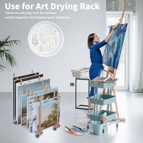Wood Art Storage Rack with Caster Wheels