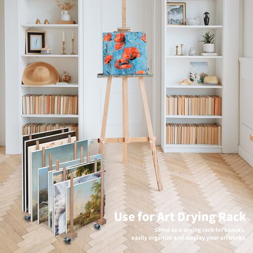 Wood Art Storage Rack with Caster Wheels