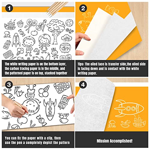30PCS White Carbon Transfer Paper for Art Surfaces, A4