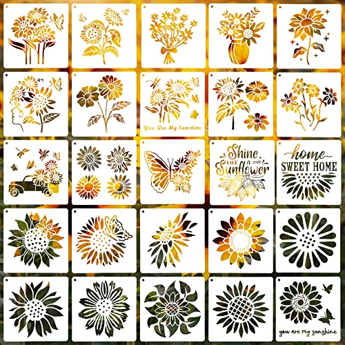 SYLLENHOD 26PCS Sunflower Stencils for Painting, 6 Inch