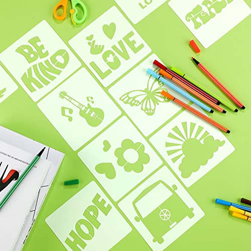 20 Piece Peace and Love DIY Painting Stencils