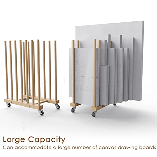 UNZERO Art Storage Rack with Caster Wheels, Wooden Stand