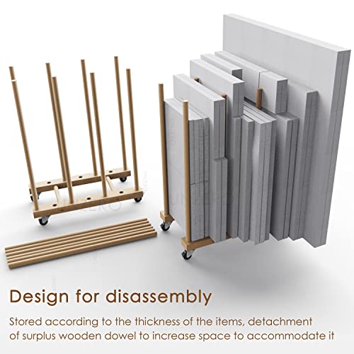 UNZERO Art Storage Rack with Caster Wheels, Wooden Stand