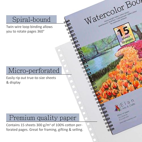 Italian Cotton Watercolor Sketchbook: A5, 15 Sheets