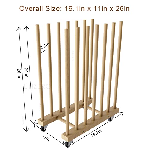 UNZERO Art Storage Rack with Caster Wheels, Wooden Stand