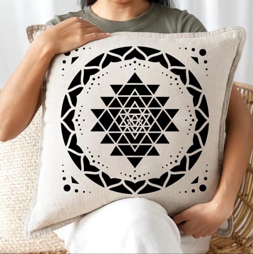 Sacred Geometry 8x8inch Hexagon Mandala Stencils - Wall Art