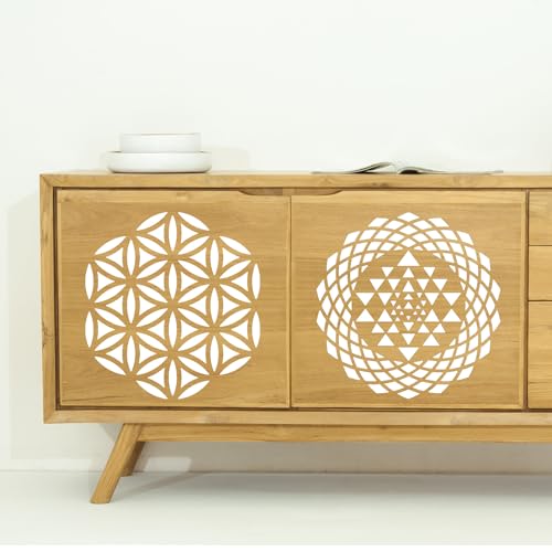 Sacred Geometry 8x8inch Hexagon Mandala Stencils - Wall Art