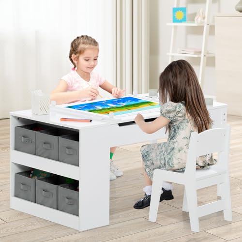 Kids Art Table and Chair Set with StorageBins