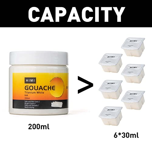 HIMI Gouache Paints, 200ml Bottles, Non Toxic White