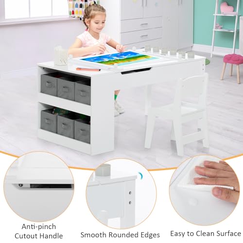 Kids Art Table and Chair Set with StorageBins
