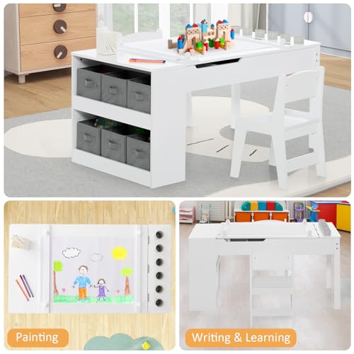 Kids Art Table and Chair Set with StorageBins