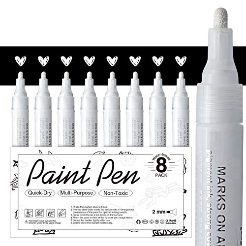 AKARUED White Paint Pen Set - 8 Pack
