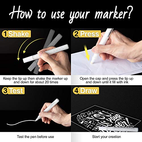AKARUED White Paint Pen Set - 8 Pack