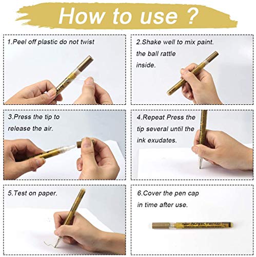 Metallic Paint Pens - Gold, Silver, Rose Gold - Multi-Surface Art Set