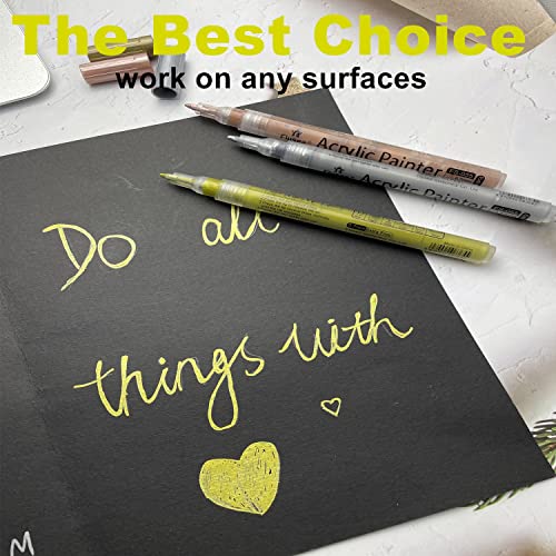 Metallic Paint Pens - Gold, Silver, Rose Gold - Multi-Surface Art Set