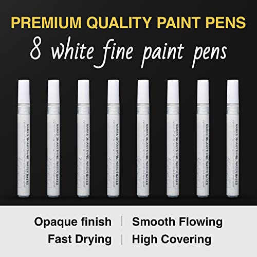 AKARUED White Paint Pen Set - 8 Pack
