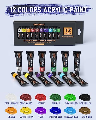 Nicpro 34PCS Kids Painting Set with Pattern Canvas