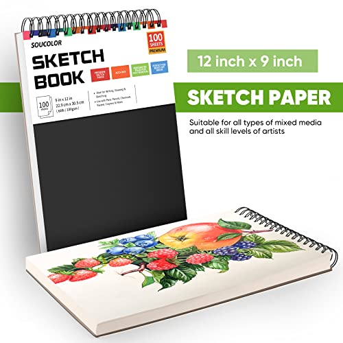 9" x 12" Sketch Book, 100 Sheets Spiral Bound