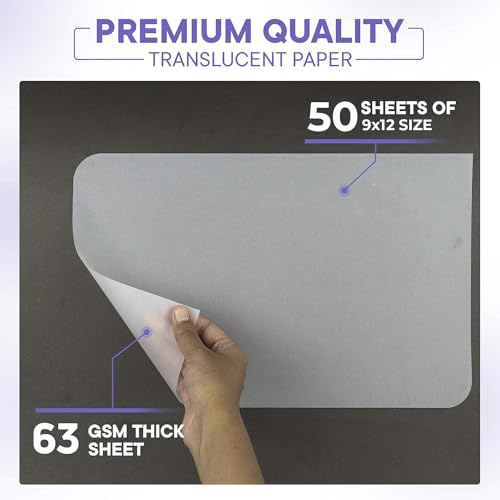Xulmar Tracing Paper 9x12 63 GSM - Pack of 50 Sheets
