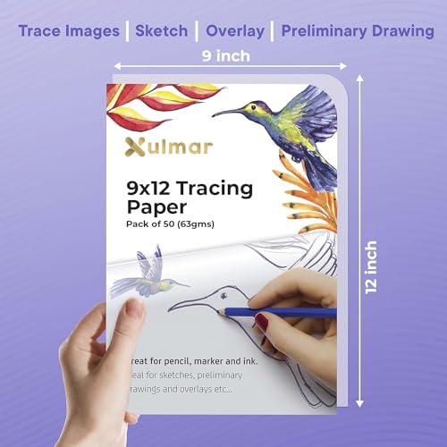 Xulmar Tracing Paper 9x12 63 GSM - Pack of 50 Sheets