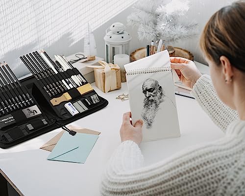 42 Piece Professional Sketching Set with Sketchbook - Ideal for Artists, Adults, Teens and Beginners