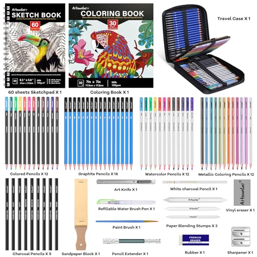 Artownlar 76 Art Set - Pro Sketching Kit for All Ages