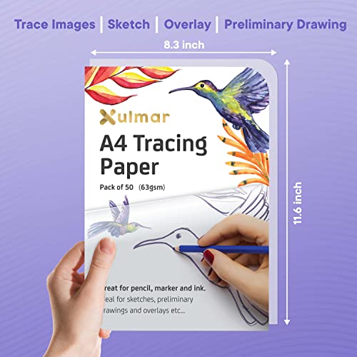 50 Sheets Xulmar Tracing Paper for Art & Sewing
