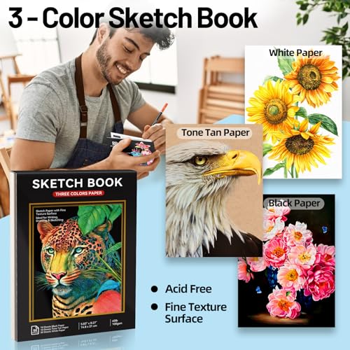 136 Colored Pencils Set with Portable Case, Sketchbook