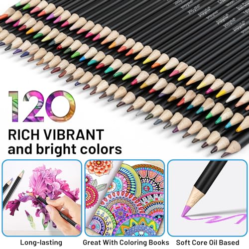 136 Colored Pencils Set with Portable Case, Sketchbook