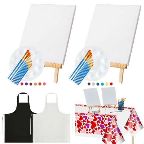 Valentines Couple Painting Set - Pre Drawn Canvas Kit
