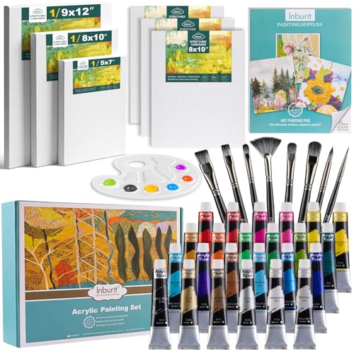 Deluxe Art Paint Kit with Canvases, Brushes & Palette