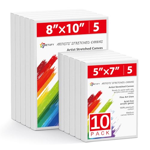 10Pcs Primed Cotton Canvases 5x7, 8x10 for Painting