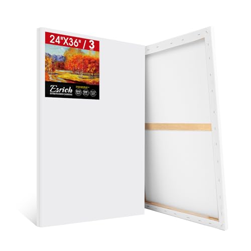 ESRICH 24x36 Stretched Canvas 3 Pack for Painting